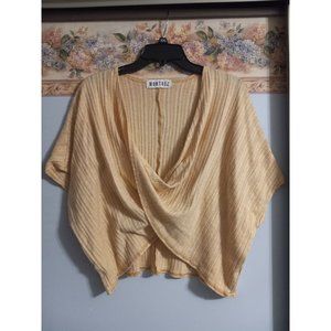 Montrez Small Peach Wrap Crop Knit Dolman Oversized Cozy Comfy Top